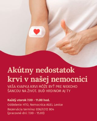 Pred letom zásoby krvi klesajú. Nemocnica AGEL Levice vyzýva verejnosť na darovanie